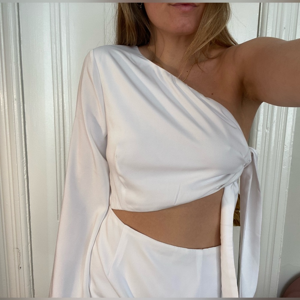 White cut out side dress